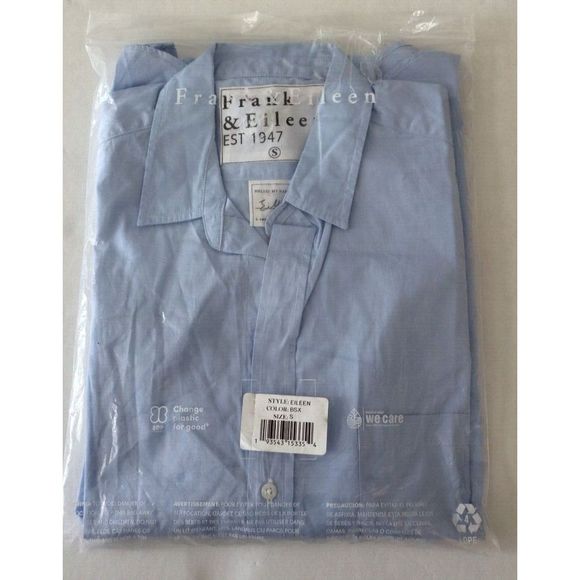 Frank & Eileen Women's Sz S Blue Eileen Cotton Button Up L/S Collared Shirt $228 - Picture 2 of 5